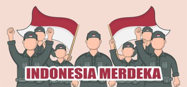 Endonezya bağımsızlık günü afiş şablonu. Vektör İllüstrasyonu