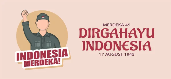 Indonesia Diseño Banner Día Independencia Ilustración Vectorial — Vector de stock