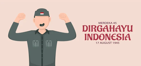 Templat Hari Kemerdekaan Indonesia Desain Untuk Banner Kartu Ucapan Atau - Stok Vektor