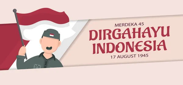 Templat Hari Kemerdekaan Indonesia Desain Untuk Banner Kartu Ucapan Atau - Stok Vektor