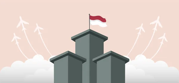 インドネシア独立記念日風景バナーデザイン ベクターイラスト — ストックベクタ