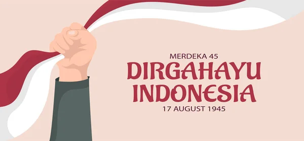 Indonesia Independencia Día Paisaje Banner Diseño Ilustración Vectorial — Vector de stock