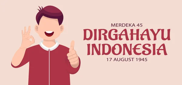 Kartu Ucapan Selamat Hari Kemerdekaan Indonesia Ilustrasi Vektor - Stok Vektor