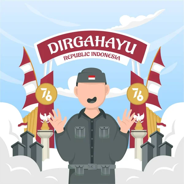 Celebración Del Día Independencia Indonesia Agosto Dirgahayu Republik Indonesia Banderas — Vector de stock