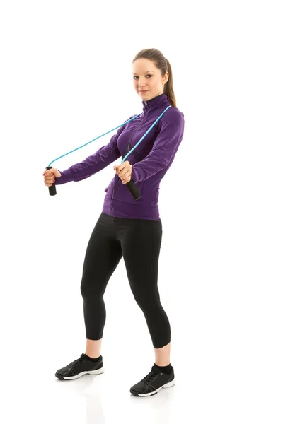 Fit woman with jump rope — Stock Photo, Image