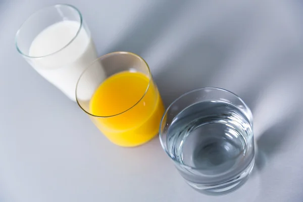 Milk, water or juice? — Stock Photo, Image