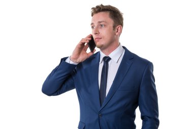 Karışık işadamı cep telefonunuzun konuşma