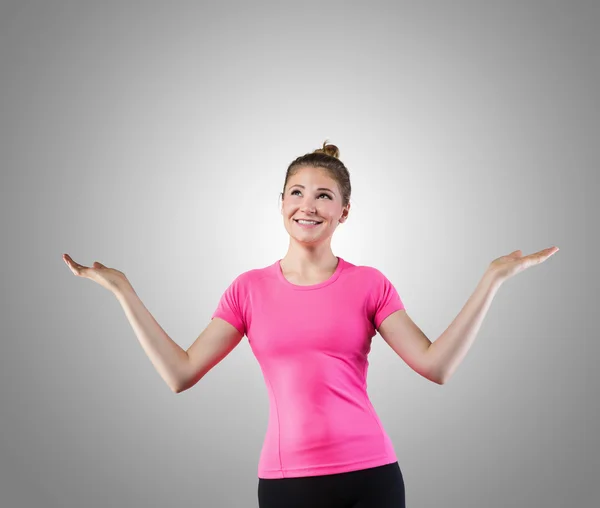 Smiling cute woman juggling — Stock Photo, Image