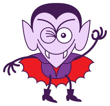 Funny vampire making an OK sign clipart
