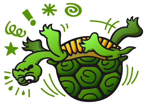 Green turtle having trouble — Stock Vector