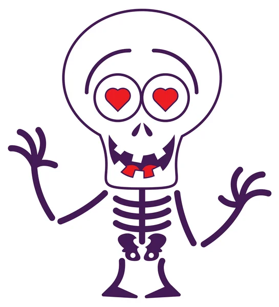 Skeleton in love — Stock Vector