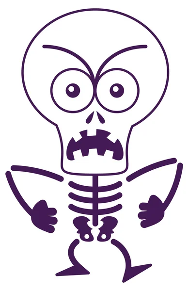 Brave Skeleton in angry mood — Stock Vector