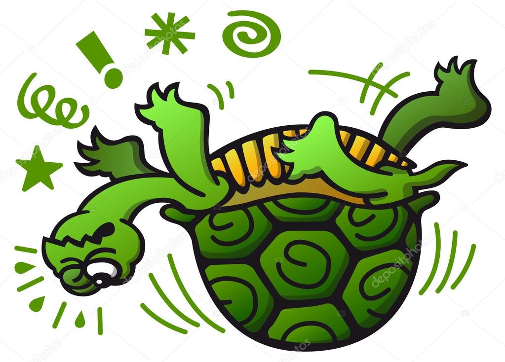 Green turtle having trouble