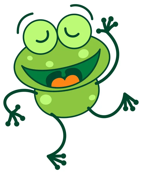 Green frog dancing — Stock Vector