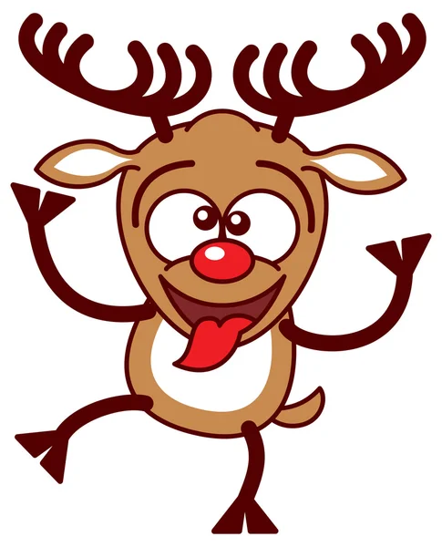 Printreindeer sticking its tongue out — Stock Vector