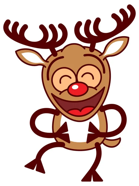 Reindeer shaking its body and laughing — Stock Vector