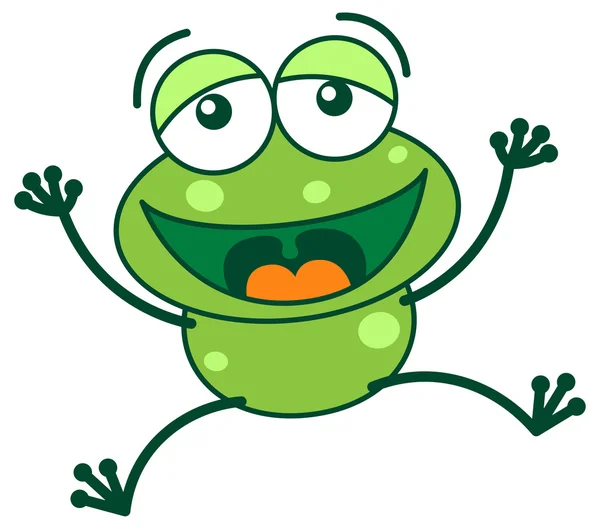 Laughing green frog — Stock Vector