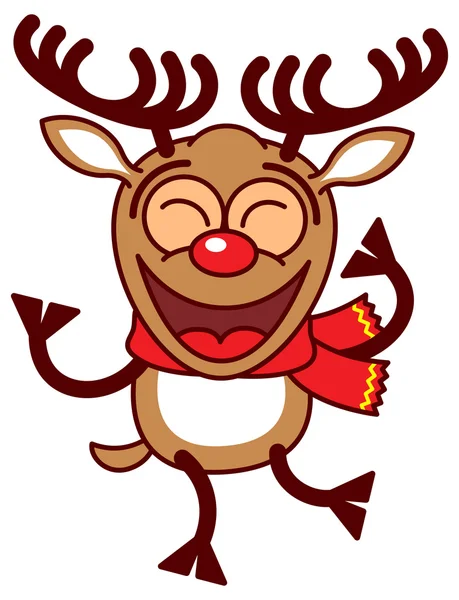 Reindeer shaking its body and dancing — Stock Vector