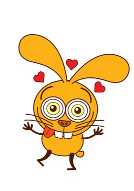 Yellow bunny feeling madly in love clipart