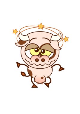 Cow feeling dizzy and walking unsteadily clipart