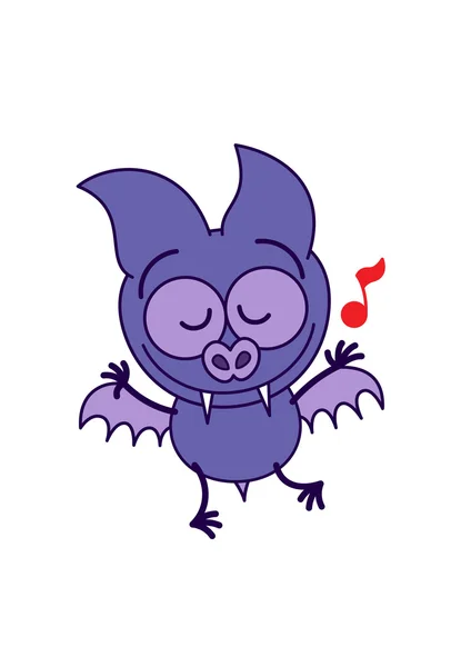 Purple bat dancing animatedly — Stock Vector