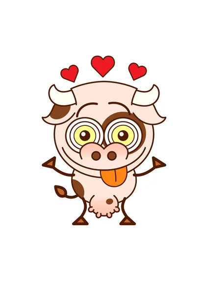 Cow sticking it 's tongue out — Vector de stock