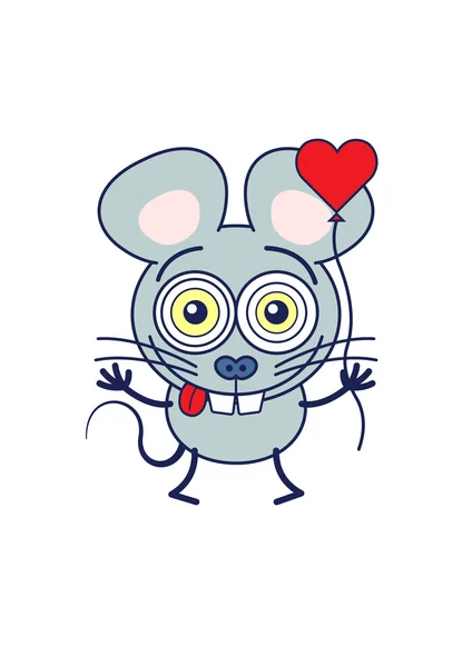 Ratoncito sacando su lengua — Vector de stock