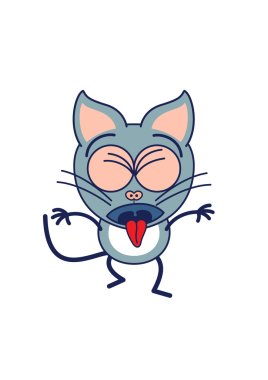 Gray cat expressing disgust clipart