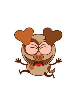 kahverengi köpek gülüyor ve atlama