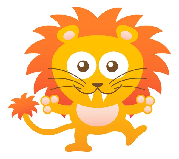 Lindo león amarillo sonriendo — Vector de stock