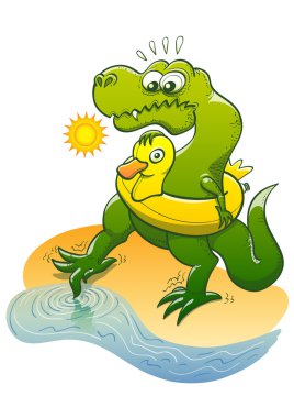 Tyrannosaurus Rex wearing an inflatable ring clipart