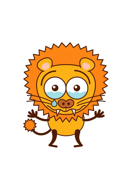 Cute lion crying bitterly — Stockvector