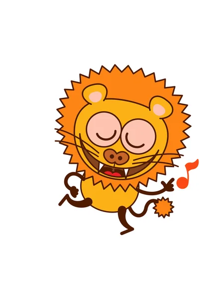 Cute lion dancing and singing — Stock Vector