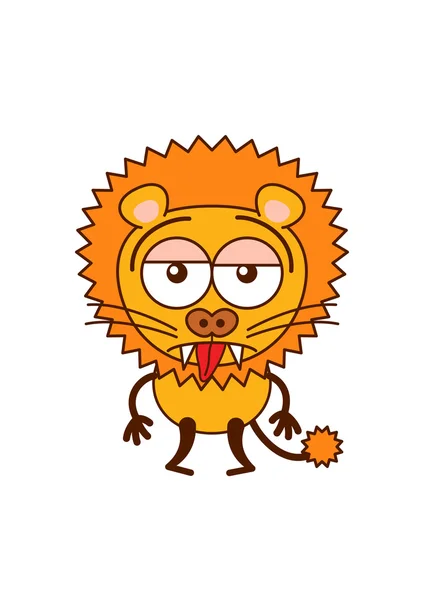 Lindo león sacando su lengua — Vector de stock