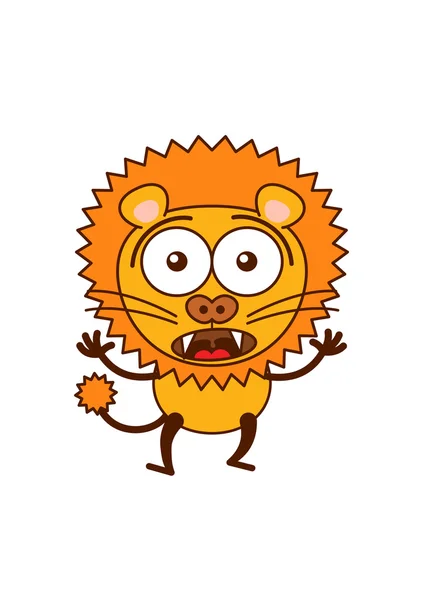 Cute lion expressing surprise and fear — Stock vektor