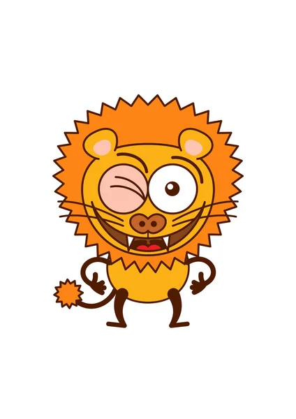 Cute lion winking — Stock Vector