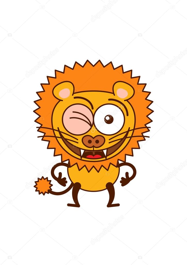 Cute lion winking