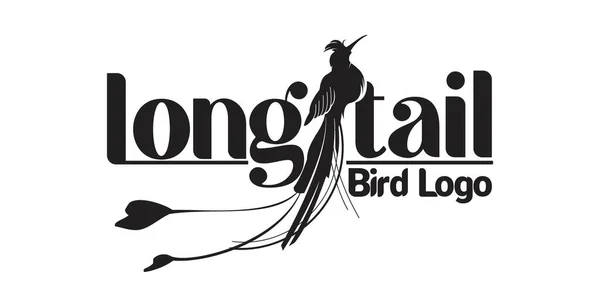 Cauda Longa Pássaro Logotipo Design Exclusivo Inspiração — Vetor de Stock