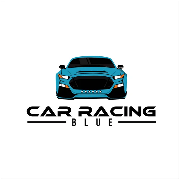 Araba Yarışları Mavi Özel Tasarım Logo Ilhamı — Stok Vektör