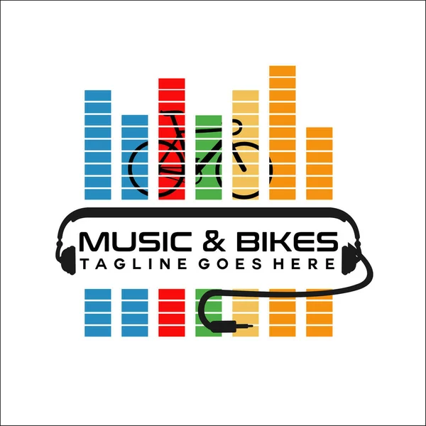 Logotipo Música Bicicletas Inspiración Diseño Exclusivo — Vector de stock