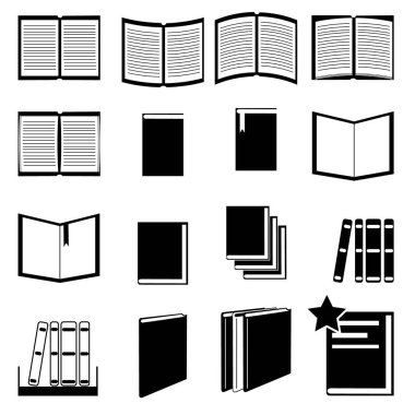 Kitap siyah ve beyaz düz simge onaltı simge