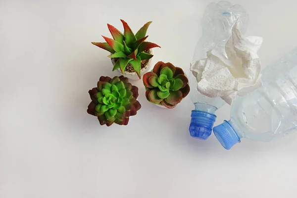 Ecologia Raccogliendo Mussorah Separatamente Riciclaggio Vetro Plastica Carta — Foto Stock