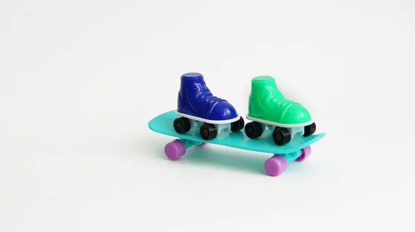 Pattini Rotelle Piedi Uno Skateboard Roller Pattini Diversi Colori Skate — Foto Stock