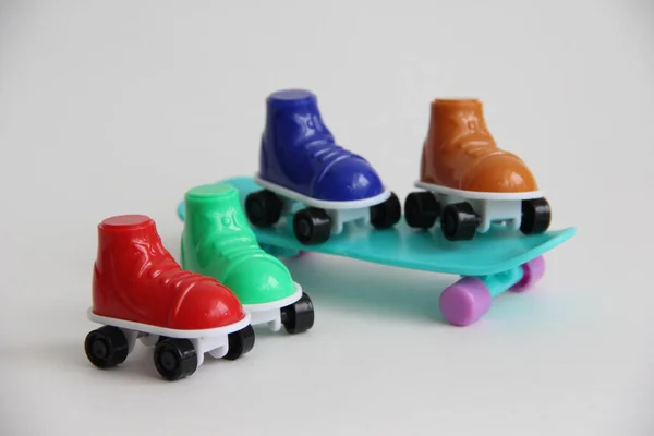 Patine Role Picioare Skateboard Roller Patine Diferite Culori Skate Summer — Fotografie, imagine de stoc