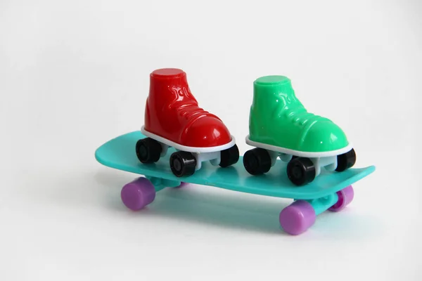 Roller Skates Standing Skateboard Roller Skates Different Colors Skate Summer — Stock Photo, Image