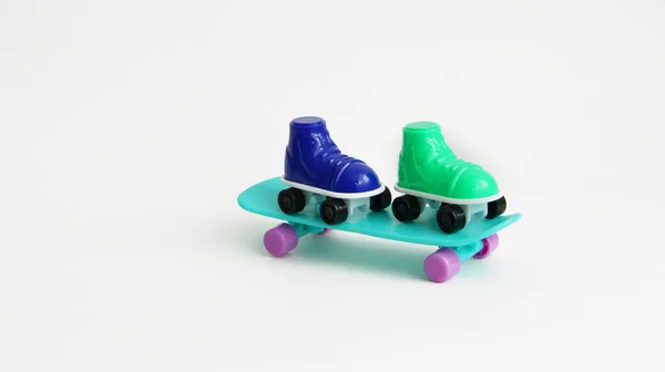 Patines Pie Sobre Skateboard Patines Diferentes Colores Skate Summer Patines —  Fotos de Stock