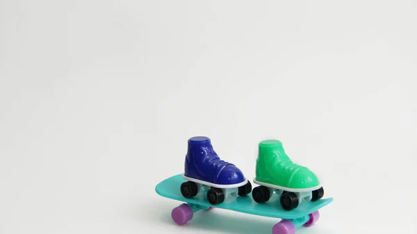 Patines Pie Sobre Skateboard Patines Diferentes Colores Skate Summer Patines —  Fotos de Stock