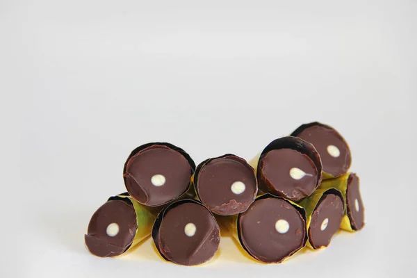 Шоколадные Конфеты Фольге Слайд Шоколадом Шоколад Ручной Работы Свитс — стоковое фото