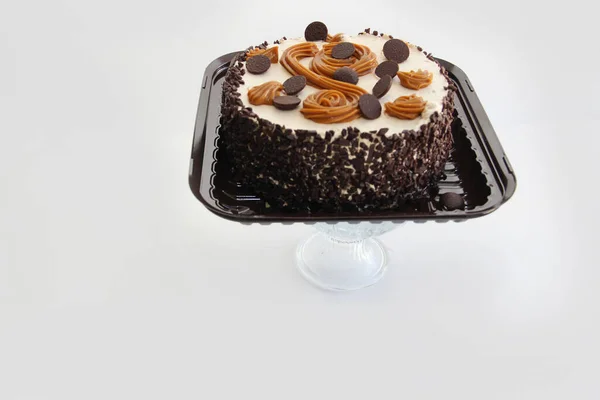 Torta Cioccolato Con Panna Cioccolato Torta Con Panna Cioccolato Torta — Foto Stock