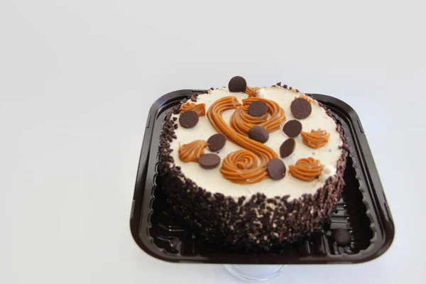 Шоколадний Торт Вершками Шоколадом Торт Вершками Шоколадом Шоколадний Торт Вишнею — стокове фото